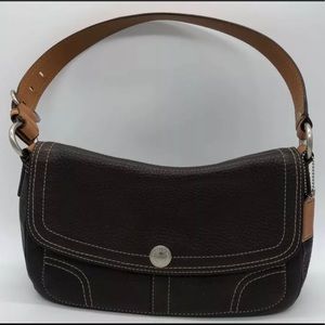 Coach Womens Chelsea Shoulder Bag Brown Snap Flap Buckle Adjustable Strap